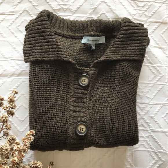 Veronika Maine Sml Olive Green Collared Cardi Knit - Picture 13 of 13